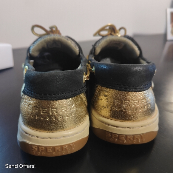 Sperry Top Slider Bluefish Boat (9288374) Shoes, Women’s Size 9M, Black / Gold - Picture 4 of 6